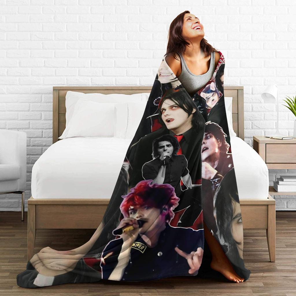 G-Gerard Way MCR Soft Blanket Novelty Travel Office Throw Blanket Couch Chair Flannel Bedspread Sofa Bed Cover