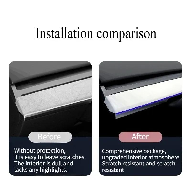 For Tesla Model 3 Y -2024 Car Dashboard Cover Carbon Fibre ABS Door Dash Trim Panel Interior Accessories Sticker Car Gadgets