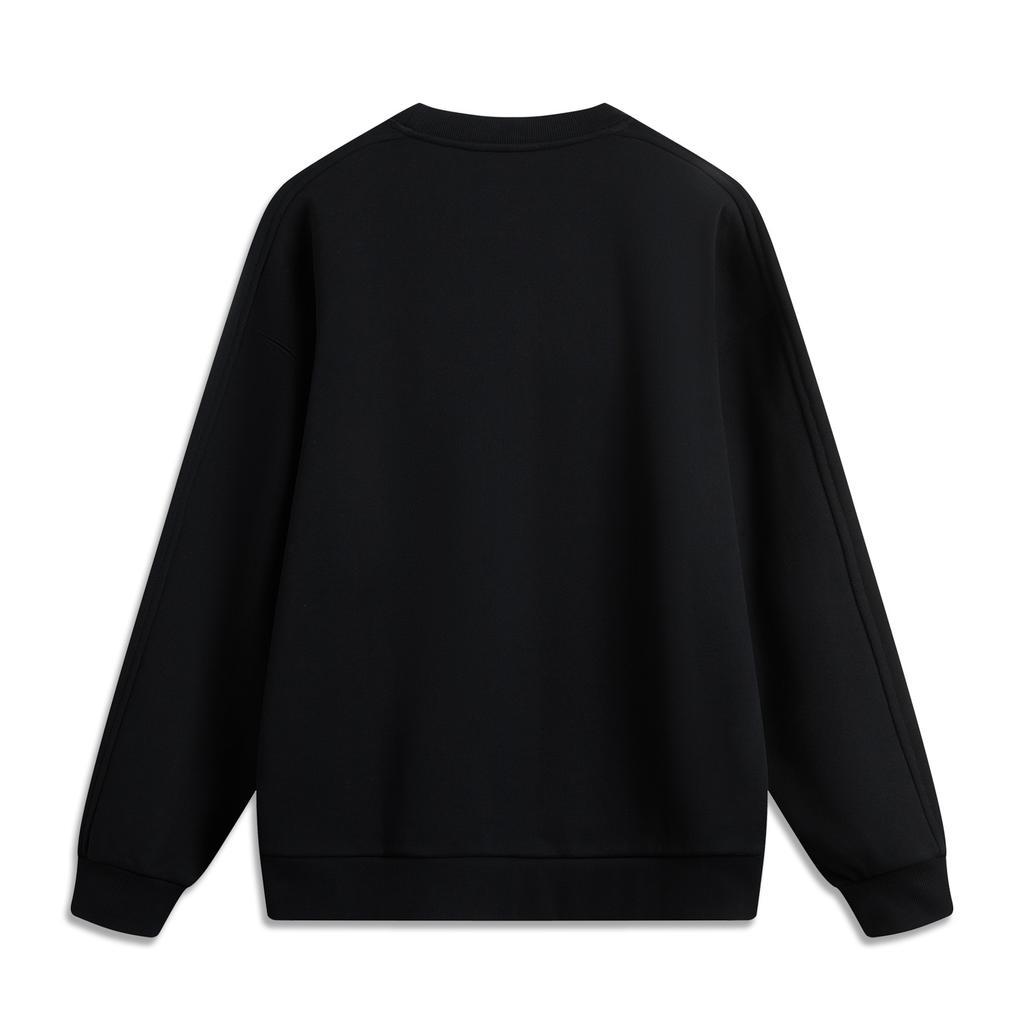 Li Ning Sports Lifestyle Series American Retro Letter Print Loose Pullover Comfortable Fleece Warm Sports Casual Long Sleeve Sweatshirt AWDU979-4