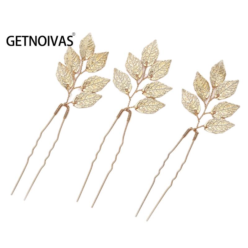 

Sweet U Shape Hairpin Vintage Hair Accessories Gold Color Leaf Headdress for Bride Bridesmaid Wedding Banquet Bridal Headwear