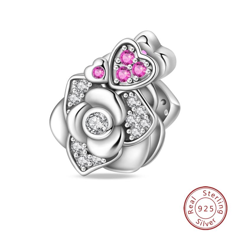 Real Copper Pink Series Heart Charms Beads Fit Qikaola Original Bracelets Diy Mother'S Day Jewelry Gift For Mom