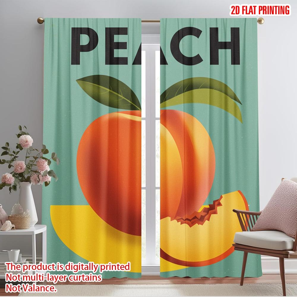 2pcs 2D flat printing Scene Curtain Bauhaus Peach Collection Polyester Without Electricity Seasonal Party & Holiday Decor