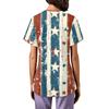 Übergröße Bedrucktes Scrub Arbeitsuniform Oberteil für Damen V-Ausschnitt Independence Day Print Kurzarm Lustige T-Shirts Arbeitskleidung T-Shirt mit Taschen