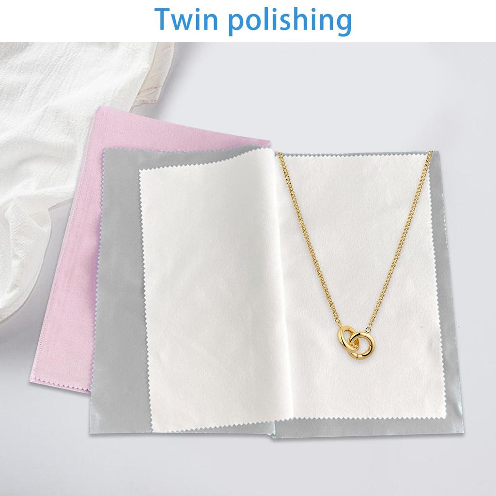 Double Layer Silver Cleaning Cloths Reusable Gold Cleaning Cloth Silver Polishing Cloths for Jewelry Clean and Maintain