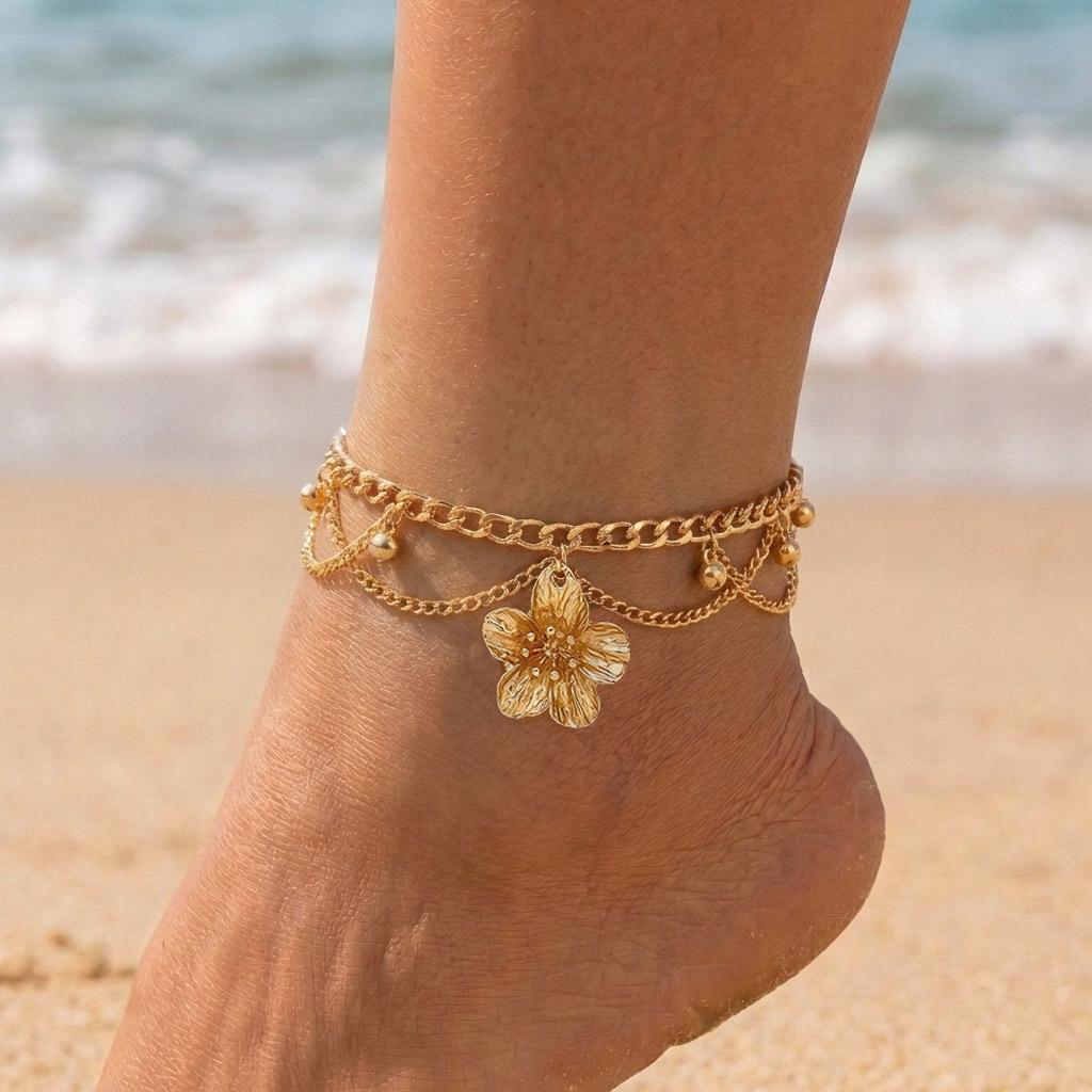 

Sweet Enamel Glaze Flower Anklets for Women Boho Elegant Floral Anklet Leg Bracelet Adjustable Foot Chain Beach Sandals Zircon