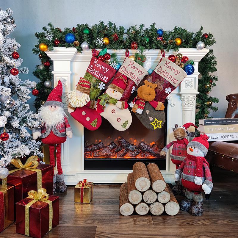 Big Head Doll Christmas Socks Cartoon Decoration Christmas Socks Candy Gift Bag Gift Bag Pendant
