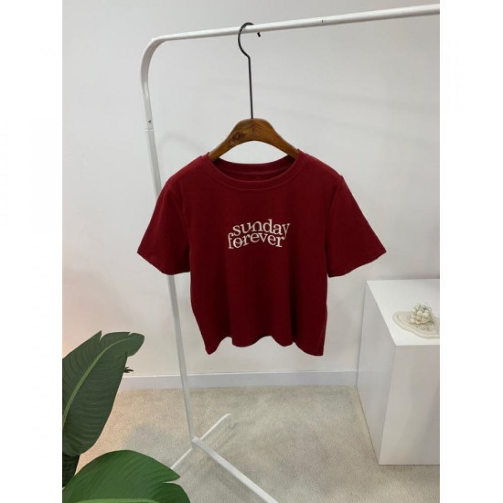 C S In The Room Semi Crop VelveT leTTerIng ShorT Sleeve T ShirT 4Color