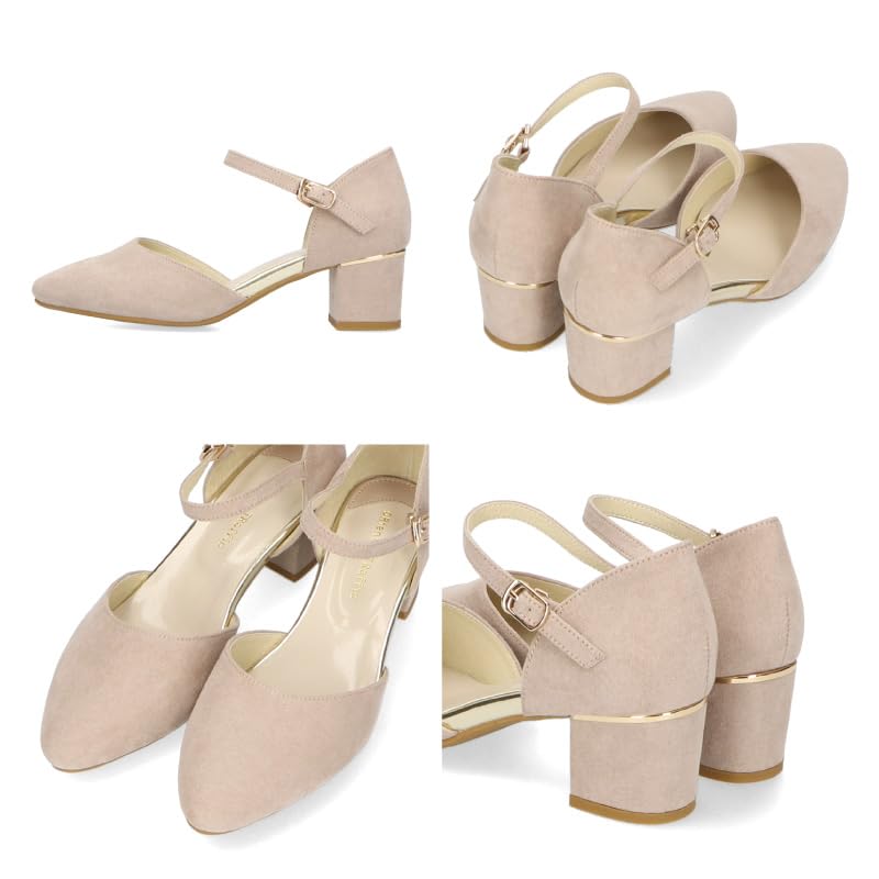 Pumps for pointed flattering large and small easy to walk 45101 PURPLE cm [Oriental Traffic] women, toe, legs, mid-heel, strap, sizes, in, (24SS) 22.0