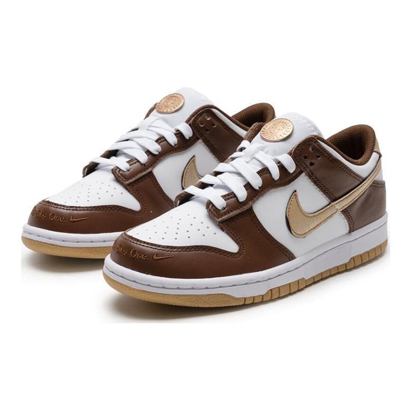 Nike Dunk Slip Resistant Abrasion Resistant Low top Kids' Skateboarding Shoes Umber Yellow White Sneakers HM3725-171