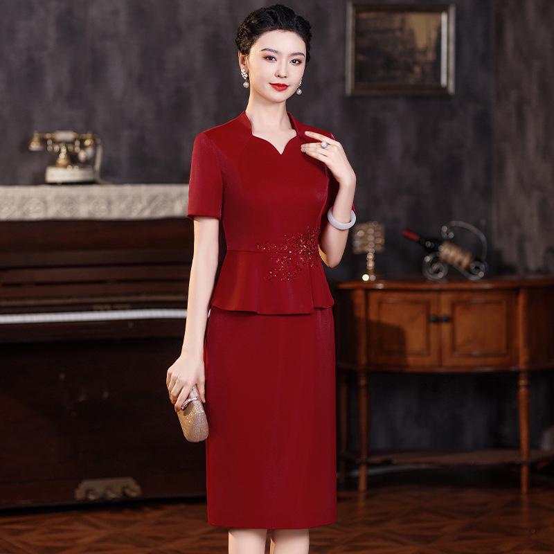 2024 Spring Faux Two-Piece Slimming Dress for Middle-Aged & Young Women, Perfect As a Mother of the Bride/Groom Wedding Guest Dress