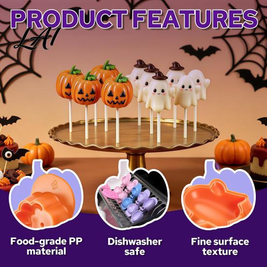 Holiday Themed Chocolate Molds Halloween Cake Pop Mold Kit Pumpkin Ghost And Silicone Reusable Food Grade Baking Supplies Fondant Set 3D Tool