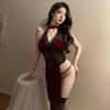 Sex underwear Republic of China cheongsam high split set Guochao lace neck nightdress pajamas