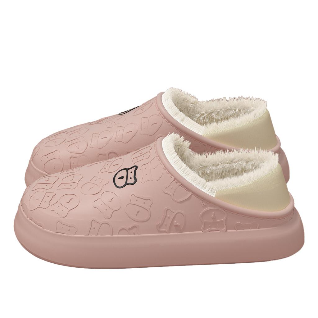 Waterproof Cotton Slippers Winter Home Indoor Household Non-slip Plush Bag and Platform Cotton Shoes Winter