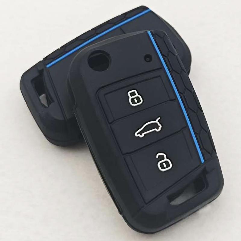3 Button Car Key Cover Silicone Case For VW Golf 7 GTI POLO T-Roc T-Cross Touran Skoda Tiguan Octavia Kodiaq Rapid Fabia Seat