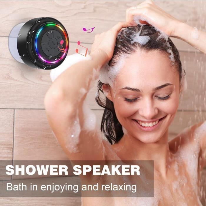 Tragbarer Wasserdichter Bluetooth-Lautsprecher mit FM-Radio HAISSKY LED - Schwarz A