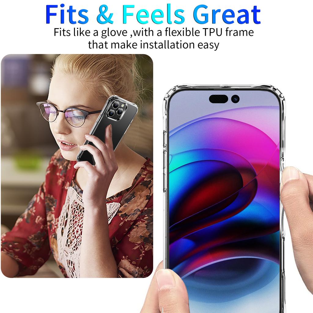 Premium Clear Anti-Yellowing Case for iPhone 17 Air 16 Plus 15 pro max, Shockproof Anti-Drop Air Buffer Corners Non-Slip Comfort Grip Phone Cover