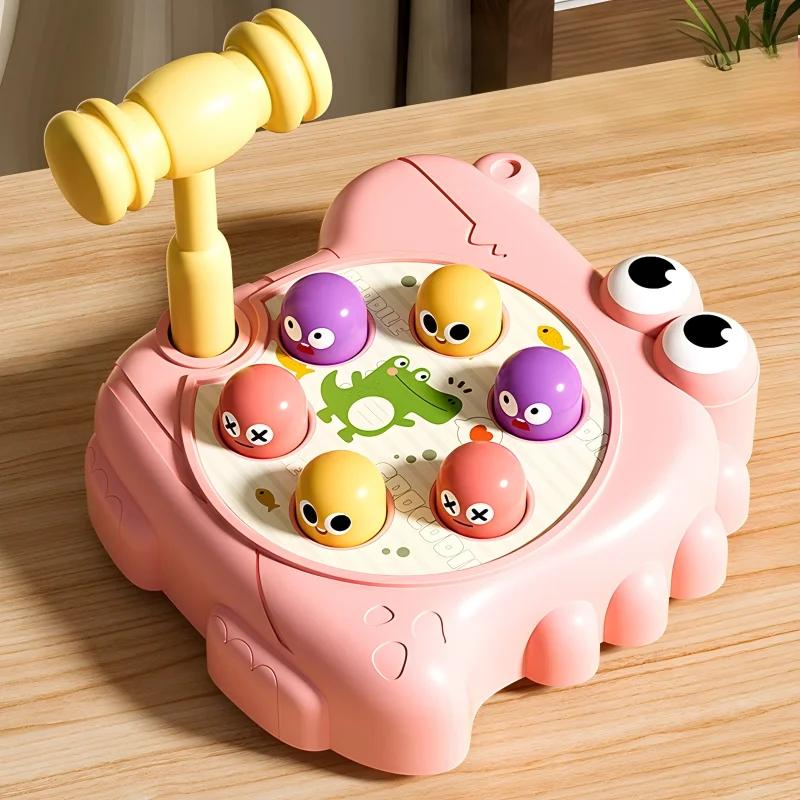 

Kids Toy Montessori Learning Toddler Whack-a-mole Game Hammering And Pounding Toys Educational Puzzle Birthday Gift For Toddler розовый