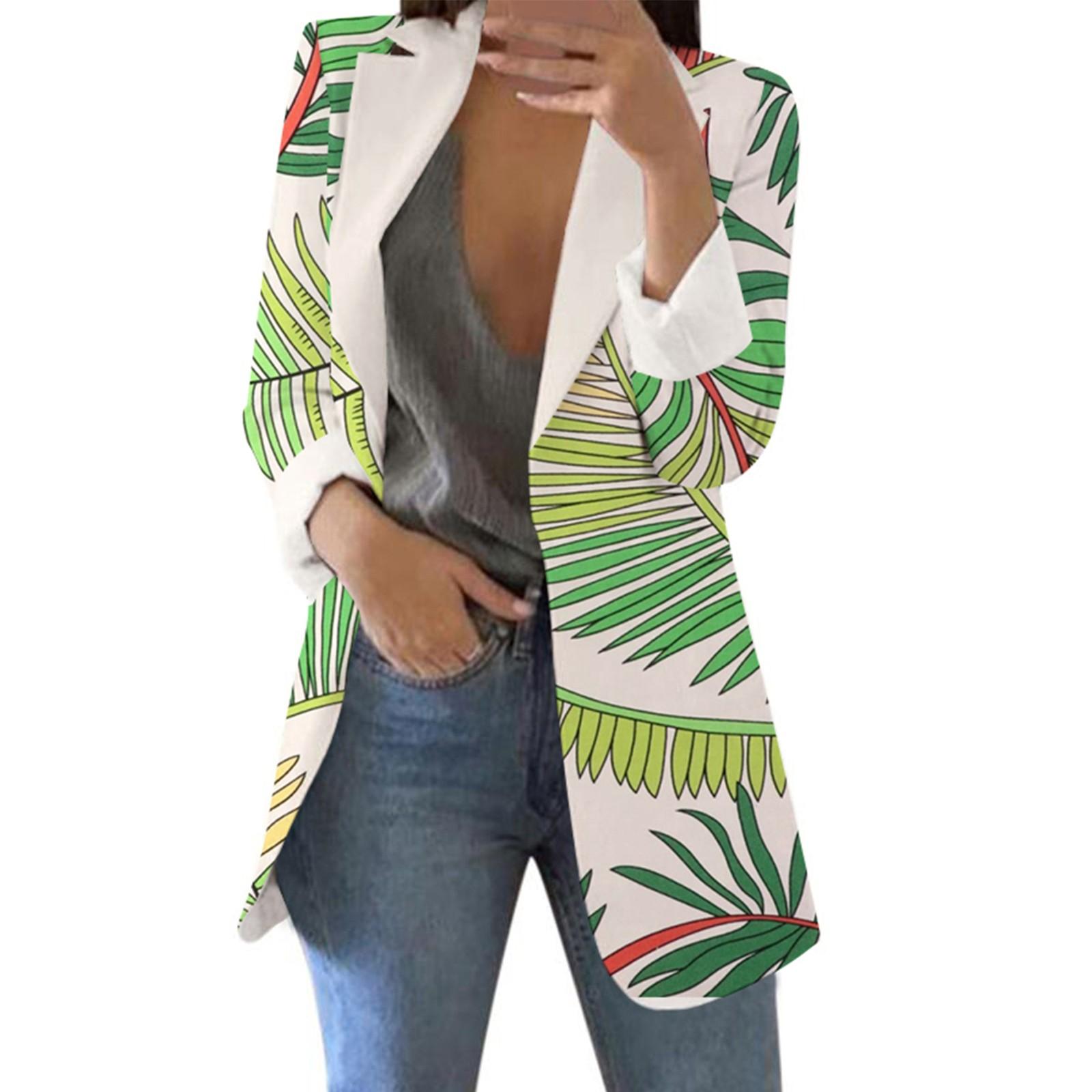 

Женский модный повседневный костюм с принтом, свободный удобный кардиган с длинным рукавом, пальто XXXL зелёный