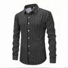 Black Striped Long Sleeve Shirt Collar For Glamorous Party-Wear Men White Shirt Fall Formal Ceremony