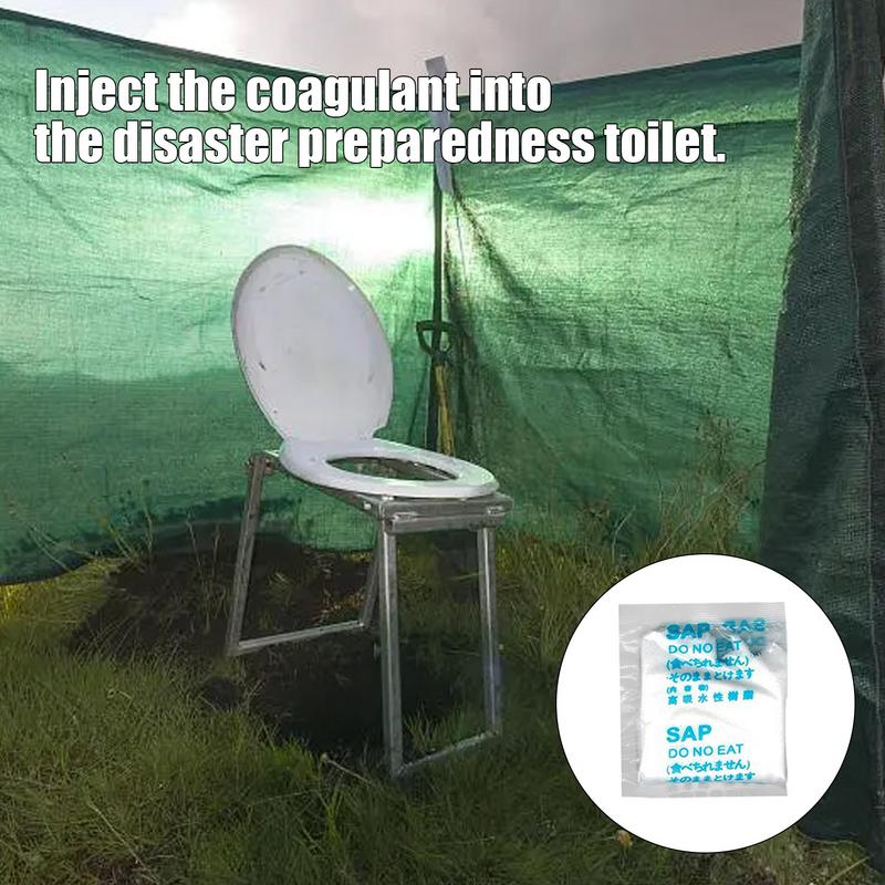 Camping Toilet Chemicals Liquid Waste Gelling Deodorizing Powder Eco Absorbent Gel for Camping Toilet for Portable Toilet 50pcs