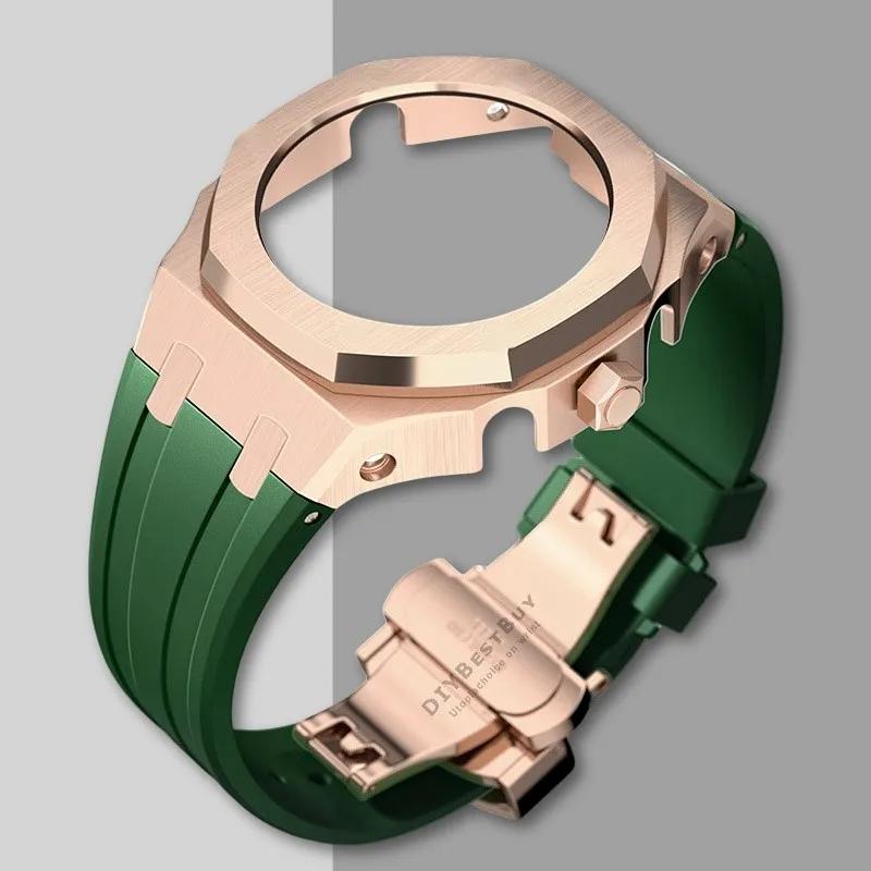 Ny Gen5 Casioak-fodral i rostfritt stål för G-Shock GA2100 Mod-kit Modifieringssats Metallram gummiband för GA2110 GAB2100