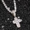 Gu Meng Hip-Hop Fashion Pendant: Copper Cross with Colored Zircon