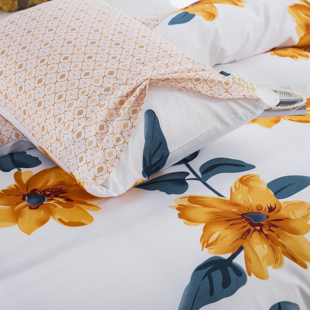 Floral Duvet Cover Flower Duvet Cover 3 Pieces Set 1 Orange Botanical Duvet Cover 2 Pillowcases Soft Blossom Plant Print Bedding