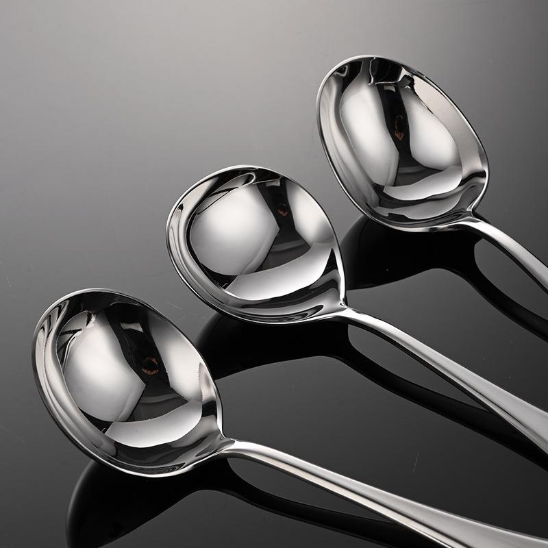 304 Stainless Steel Spoon Deepened Soup Dry Rice Spoon 010 Round Handle Thickened Ramen Spoon Small Soup Shell Porridge