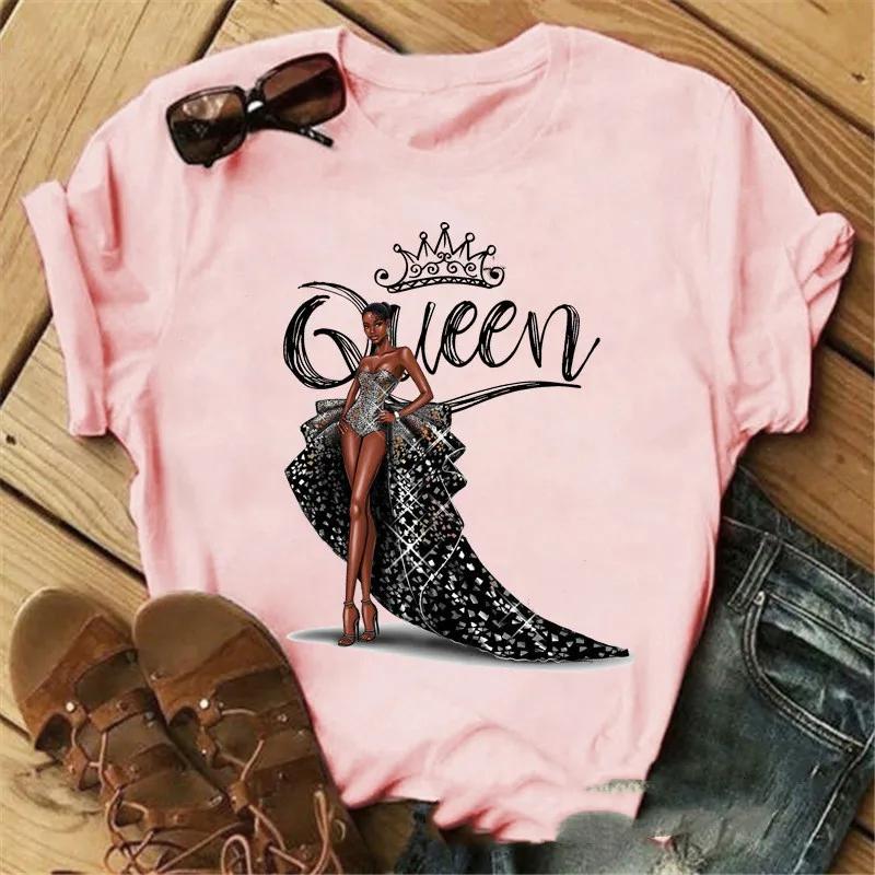 

Розовая корона королева принт женская футболка короткий рукав O-образный вырез свободная женская футболка женская футболка топы одежда Camisetas Mujer XXXL