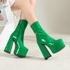Women Ankle Boots Platform Square High Heel Ladies Short Boots