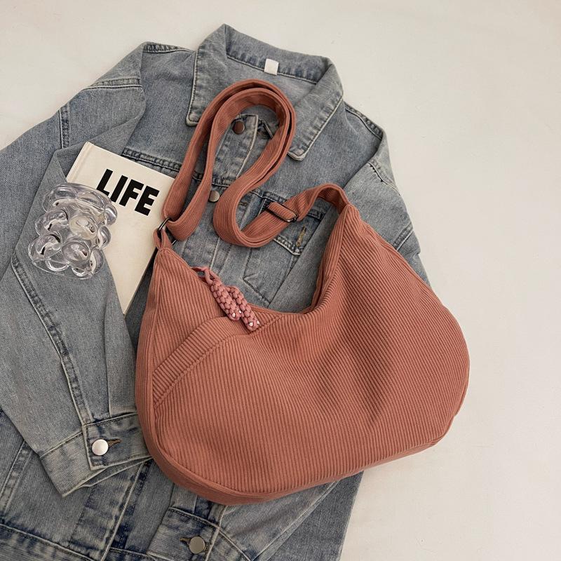 Shoulder bag casual fashion simple Korean version large capacity simple casual canvas bag casual portable solid color bag women's bag