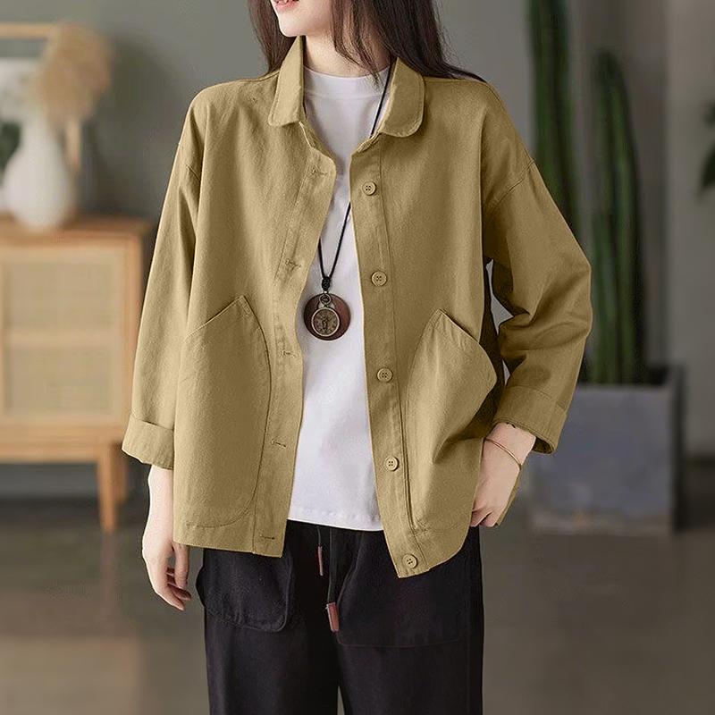 

ZANZEA Женская свободная повседневная блузка с отложным воротником и длинным рукавом S