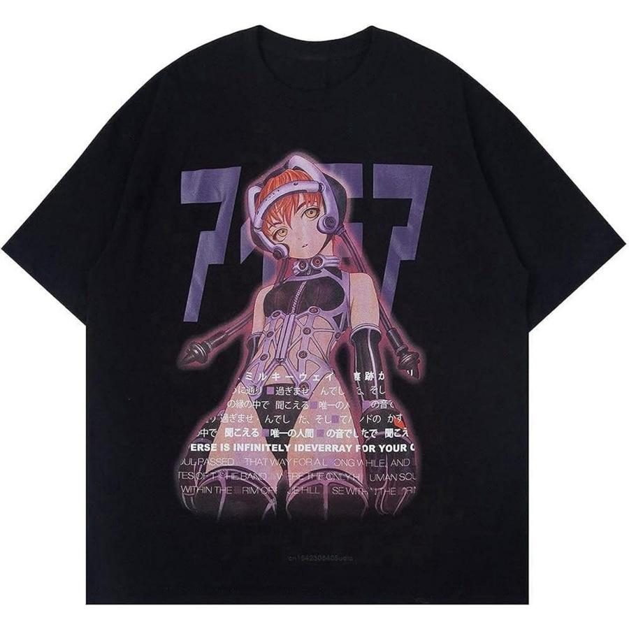 Aolamegs Sexy Manga Girls Kanji Anime Baggy College Style Mens Black T-Shirt Graphic Unisex Tee Shirt XXXXXL чёрный