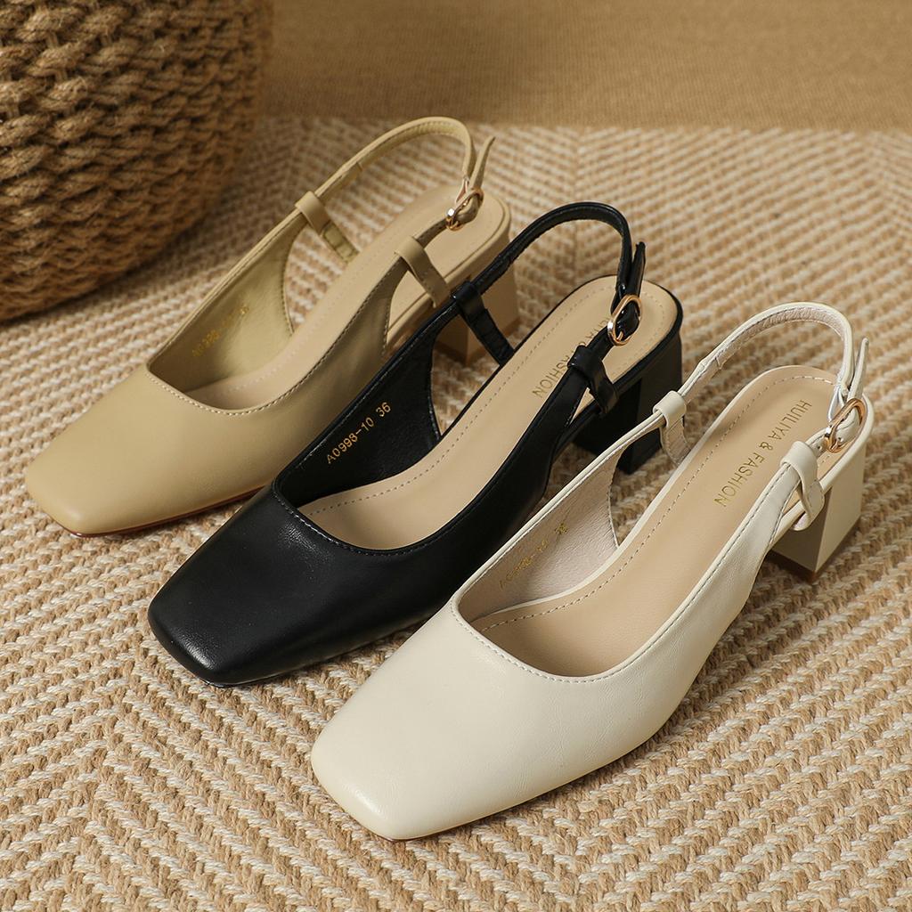 Fashion Elegant Ladies Square Toe High Heels Sandals Summer Shoes Woman Slingback Narrow Band Gladiator Sandalias Mujer Dress Shoes 2024