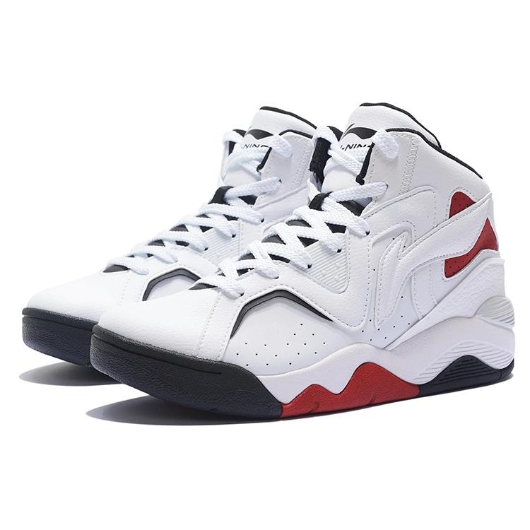 Li Ning Leather Abrasion Resistant Breathable Abrasion Resistant Breathable High top Vintage Basketball Shoes Women's ABCS066-3