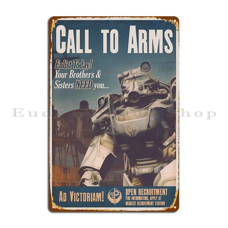 

Call To Arms Enlist Today In The Brotherhood Of Steel Megapanda687 Metal Signs Printing Iron Club Vintage Pub Tin Sign Poster 20x30cm