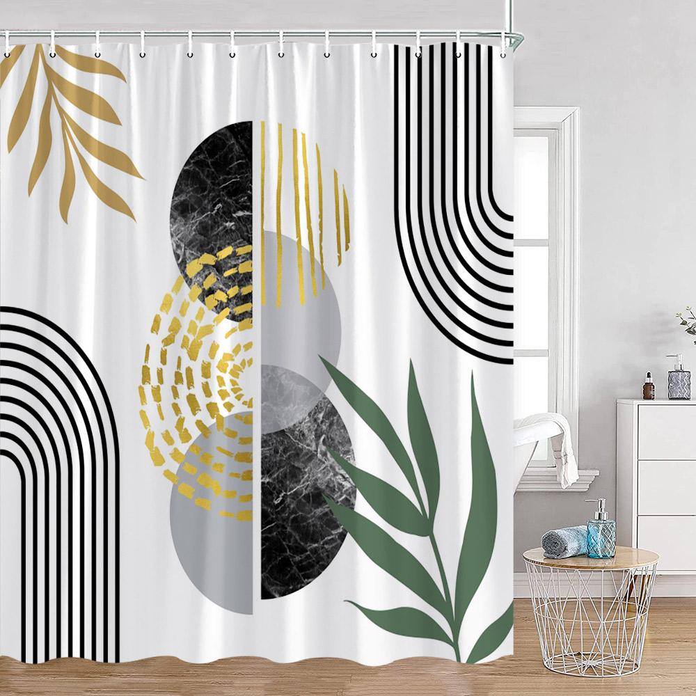 Abstrakta duschdraperier Nordisk mid-century-stil Badrumsdekorationer Modern minimalistisk badkarsgardin Polyester Badrumsdekor