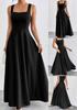 Elegant Sleeveless Square Neck Women's Long Dress
