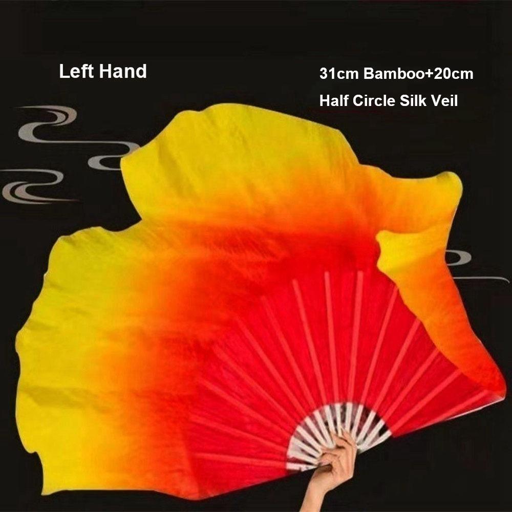 

Long Imitation Pairs Yangko Dance Bamboo Fans Hand Dye Adults Fan Kid Women 3