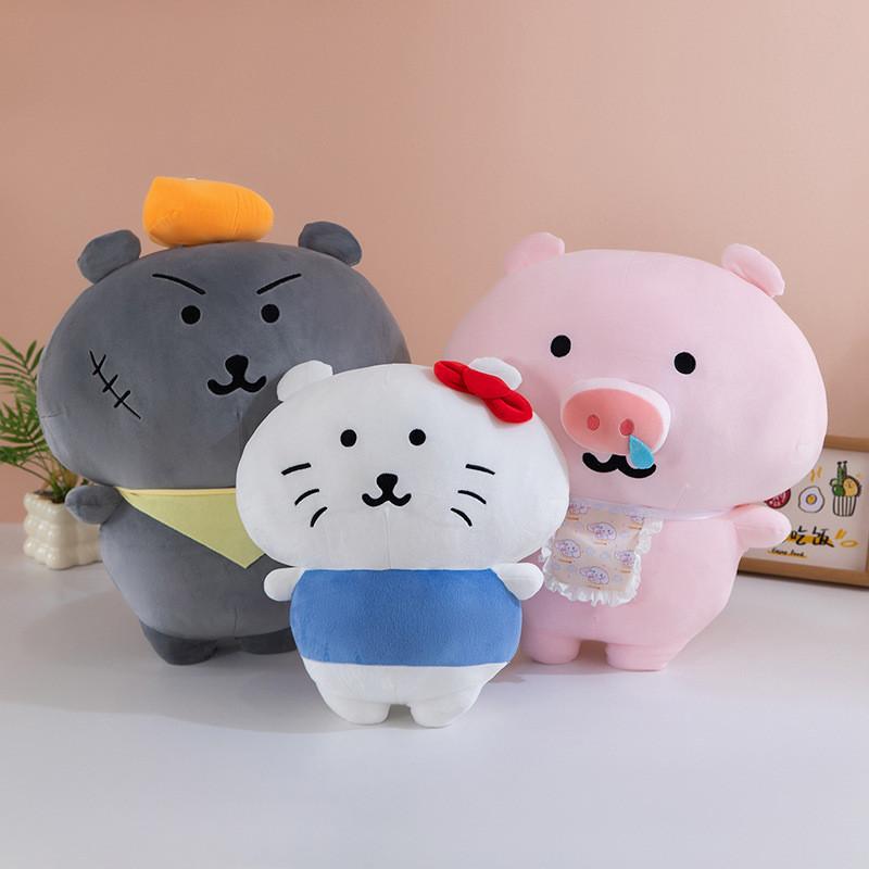 Grey Wolf Pig Plush Toy Cute Cartoon Stuffed Animal For Kids And Adults