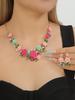 Conjunto de Collar y Pendientes Kaiyi Fashion Fresco de Esmalte con Diamantes y Perlas de Camelia