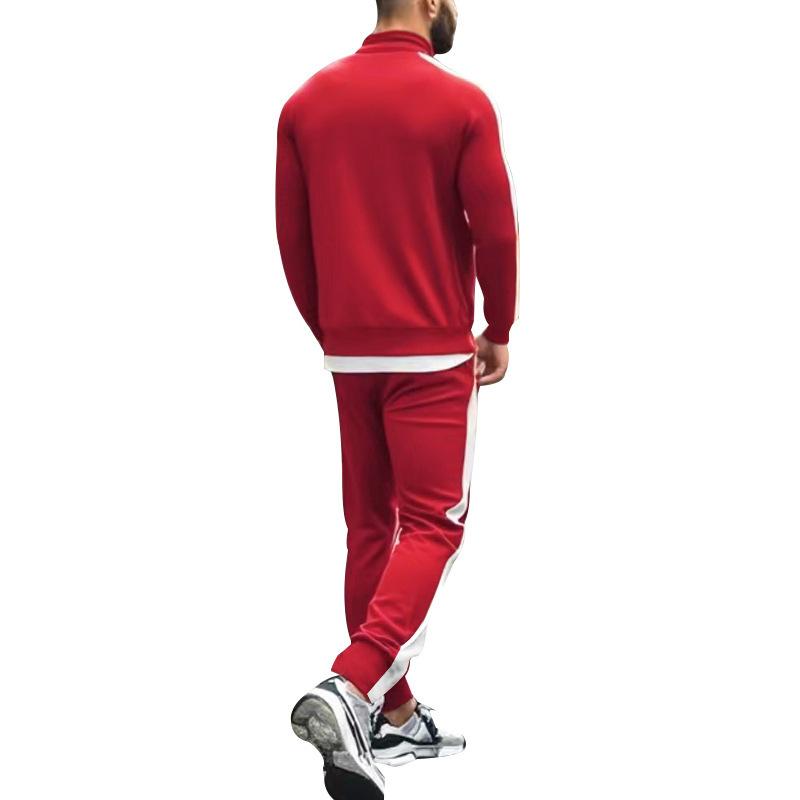 2025 Europe and The United States Spring and Autumn Outdoor New Leisure Men's Sports Suit Color Contrast Outdoor Men's 2 Pieces