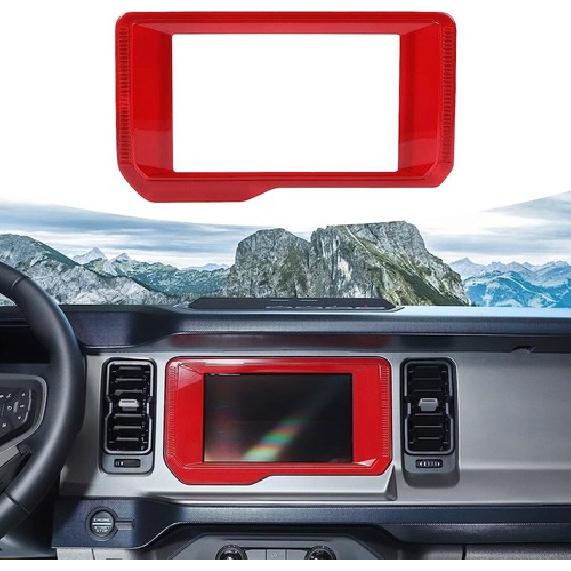 Red Central Console GPS Navigation Panel Frame Trim Cover For Ford Bronco +