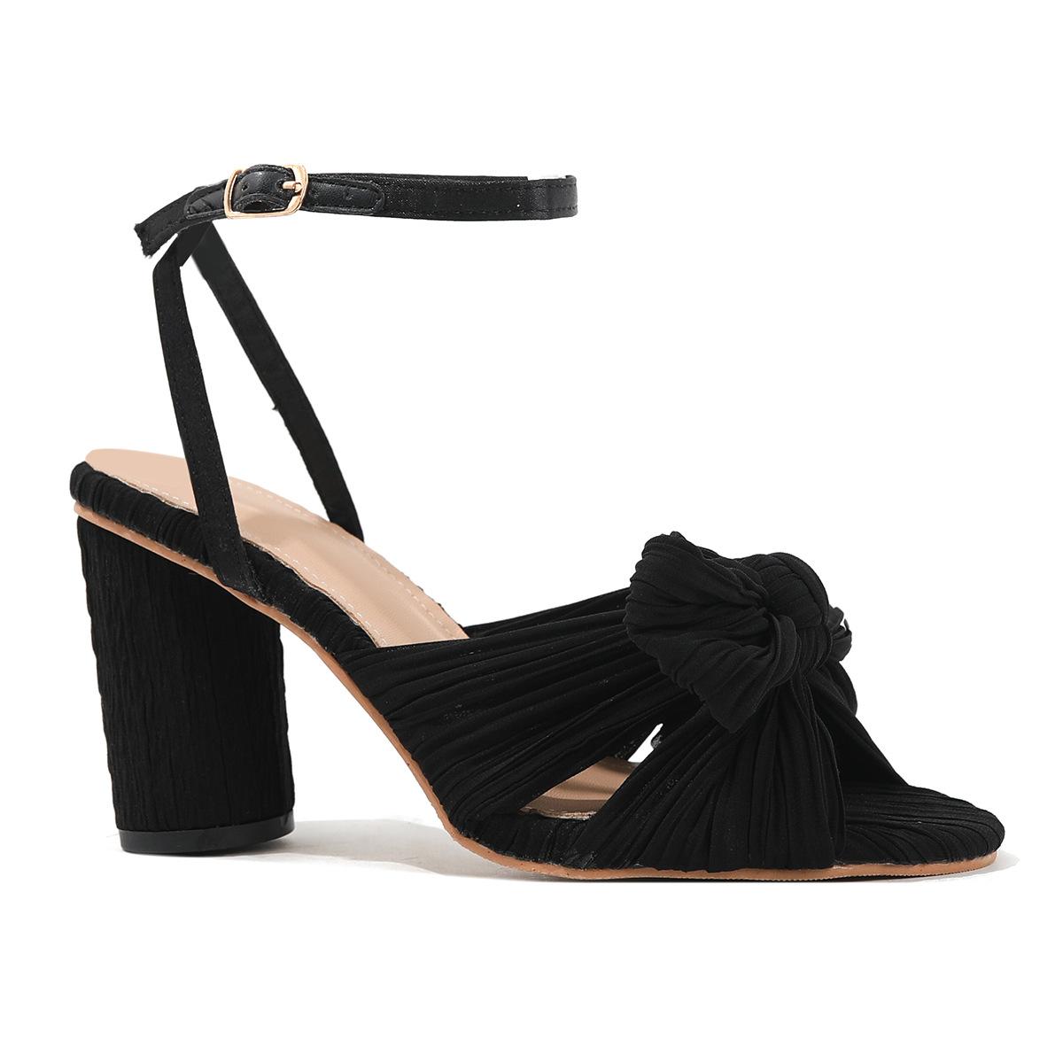 

Модные сандалии на толстом каблуке с бантом, шелковые сандалии 35 чёрный