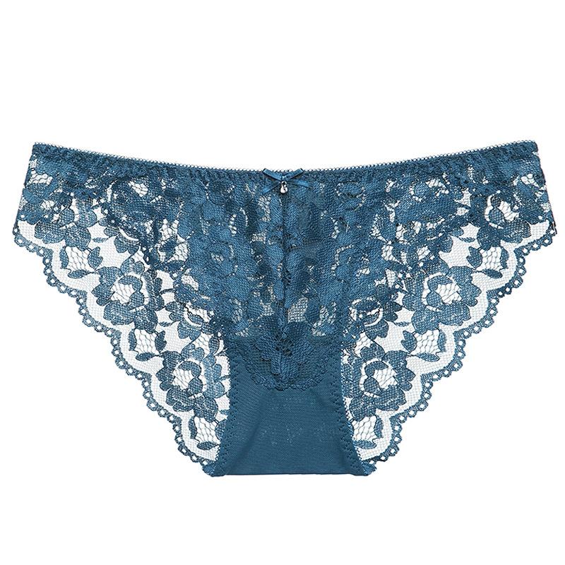 Women Sexy Sheer Lace Low Waist Triangle Briefs Cotton Crotch Hip Lifting Panties