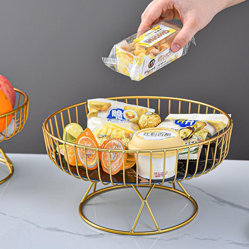 Fruit Dish Metal Wire Fruit Basket With Base Creative Fruit Bowl Home Living Room Coffee Table Candy Snack Tray Fruit Tray