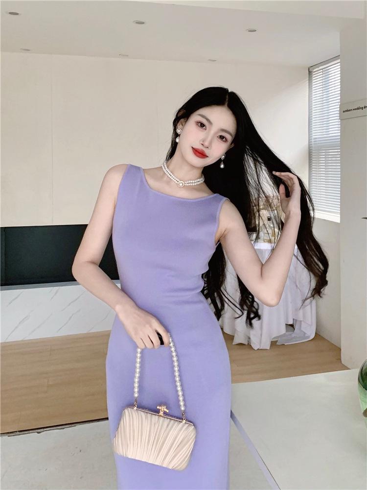 7558 Friends: Rachel-Style 14-Stitch French Retro One-Shoulder Sleeveless Slim-Fit Dress Small