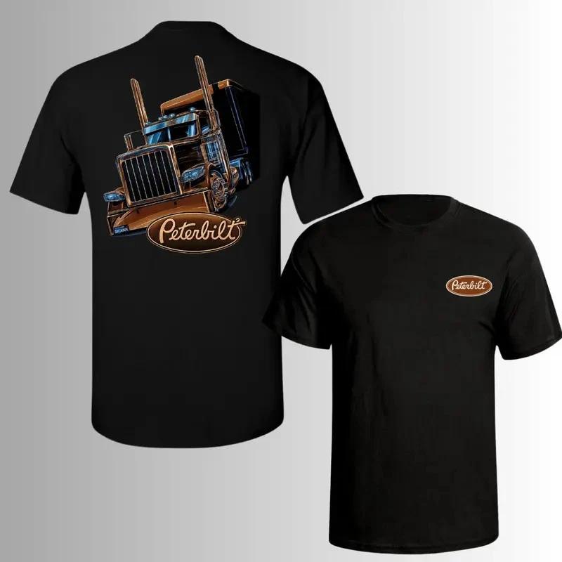Peterbilt Classic Brown Chrome Semi Truck T-Shirt – Custom Big Rig Graphic Tee XXXL