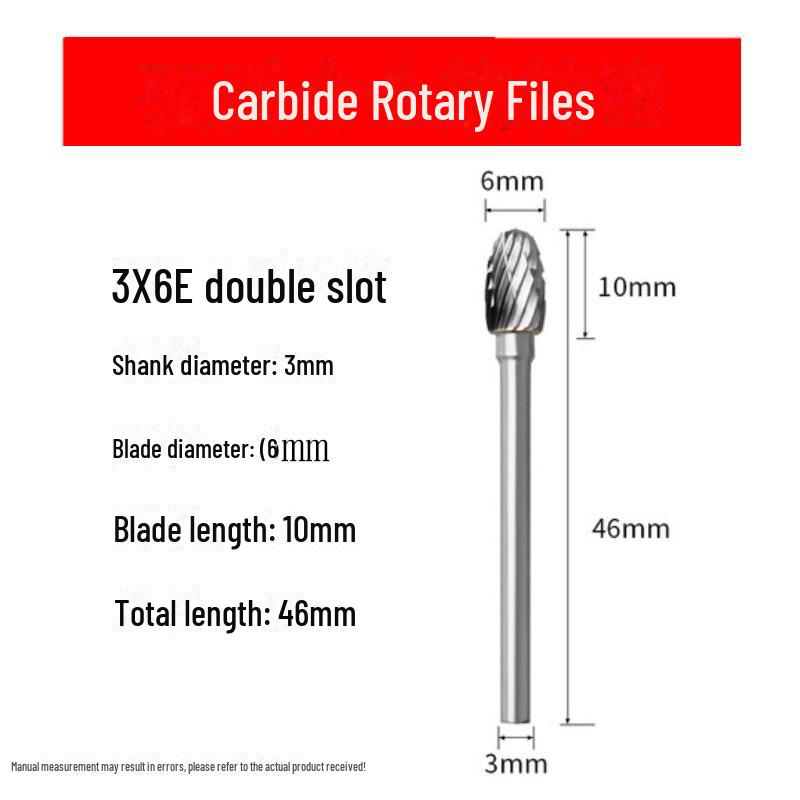3mmX6 Tungsten Steel Carbide Rotary File for Electric Grinding - Small Metal Grinding Head