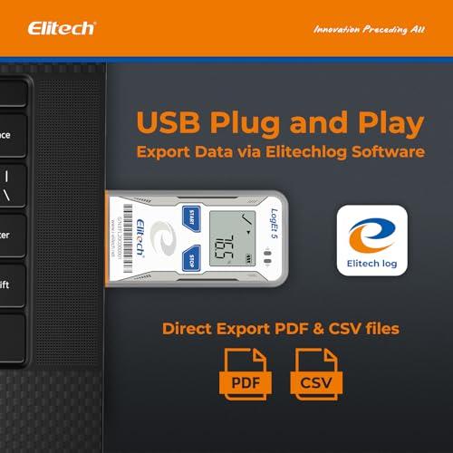 Elitech LogEt5 Temperature and Humidity Data Logger (USB Connection, with Temperature Probe)